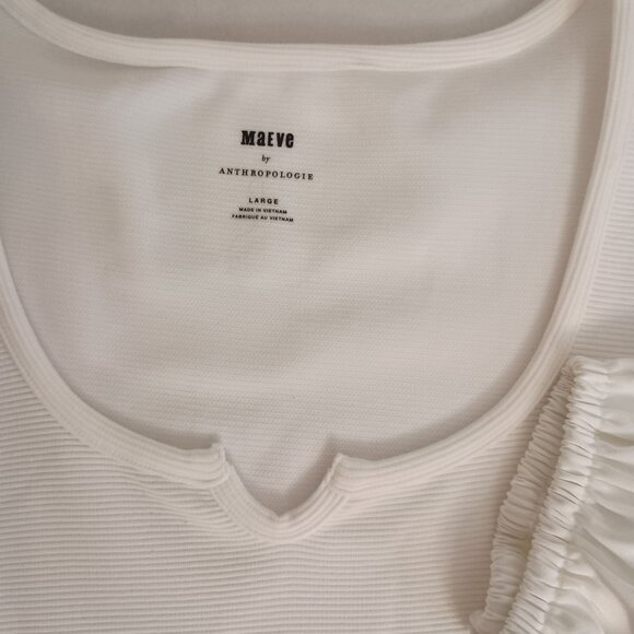 Anthropologie Maeve White Puff Sleeve Top L - Large - Picture 4 of 15